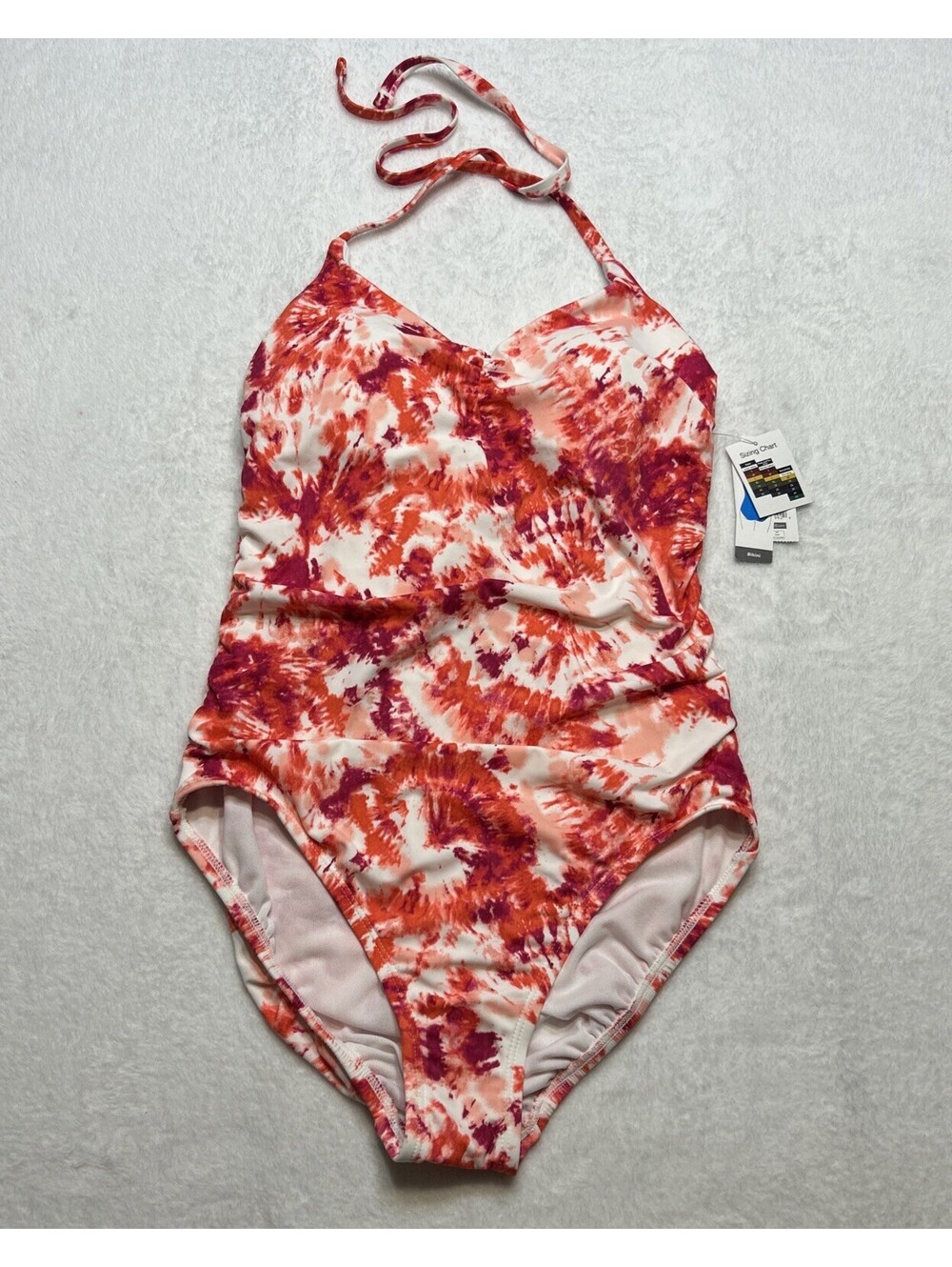 Women's One Piece Swimsuit Time and Tru  M/ 8-10 Orange Floral Tropical Colors